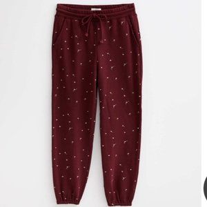 NWOT Lou & Grey Shooting Star Terry Sweatpants Joggers Burgundy Maroon L…